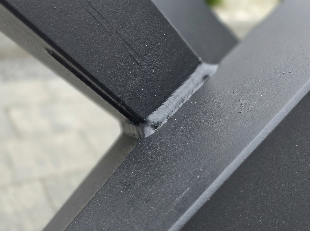 Detail sváru kovové podnože MASIVIO